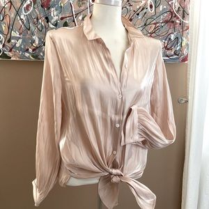 Brand new blouse,semi sheer metallic champagne color.